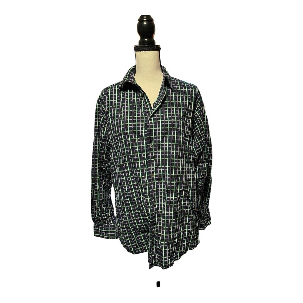 Martin Gordon Long Sleeve Button Down Green 100% Cotton Size Large
